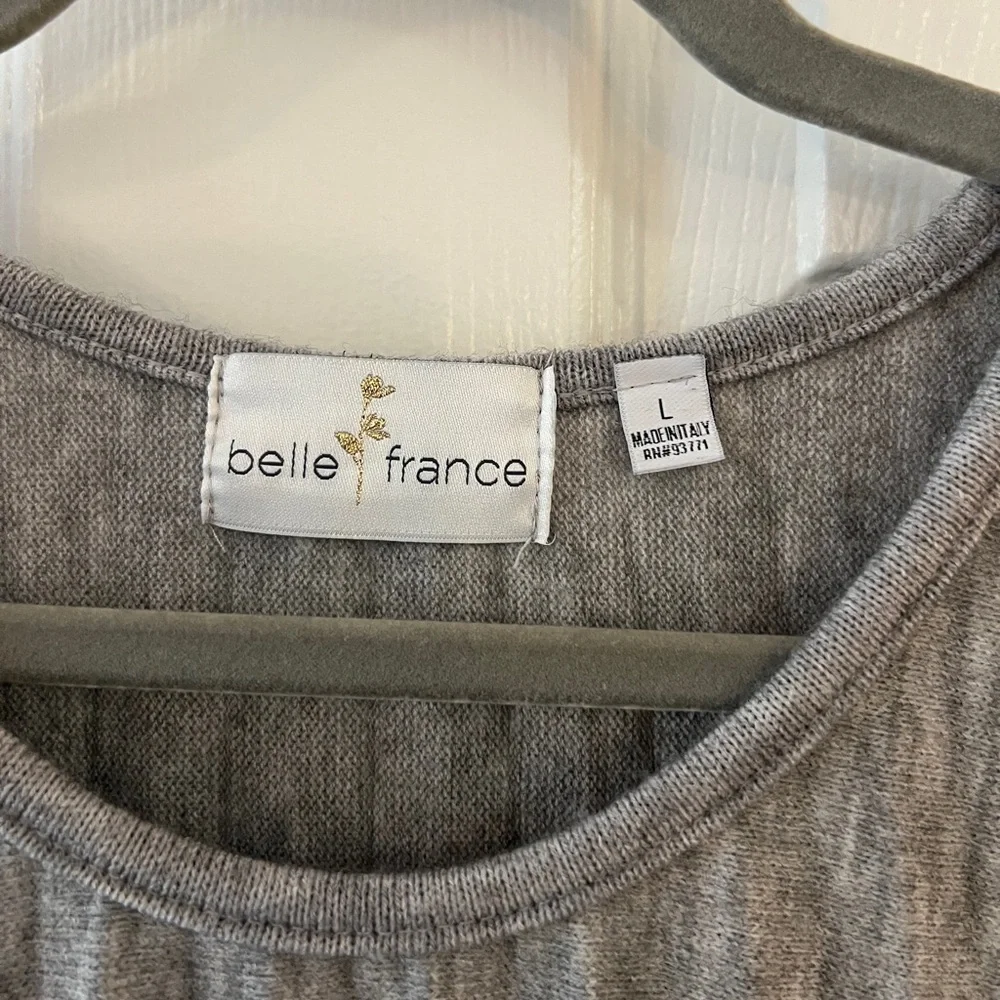 Belle France Pleated Gray Long Sleeve Blouse (Made in Italy) - Women’s L - Picture 3 of 4